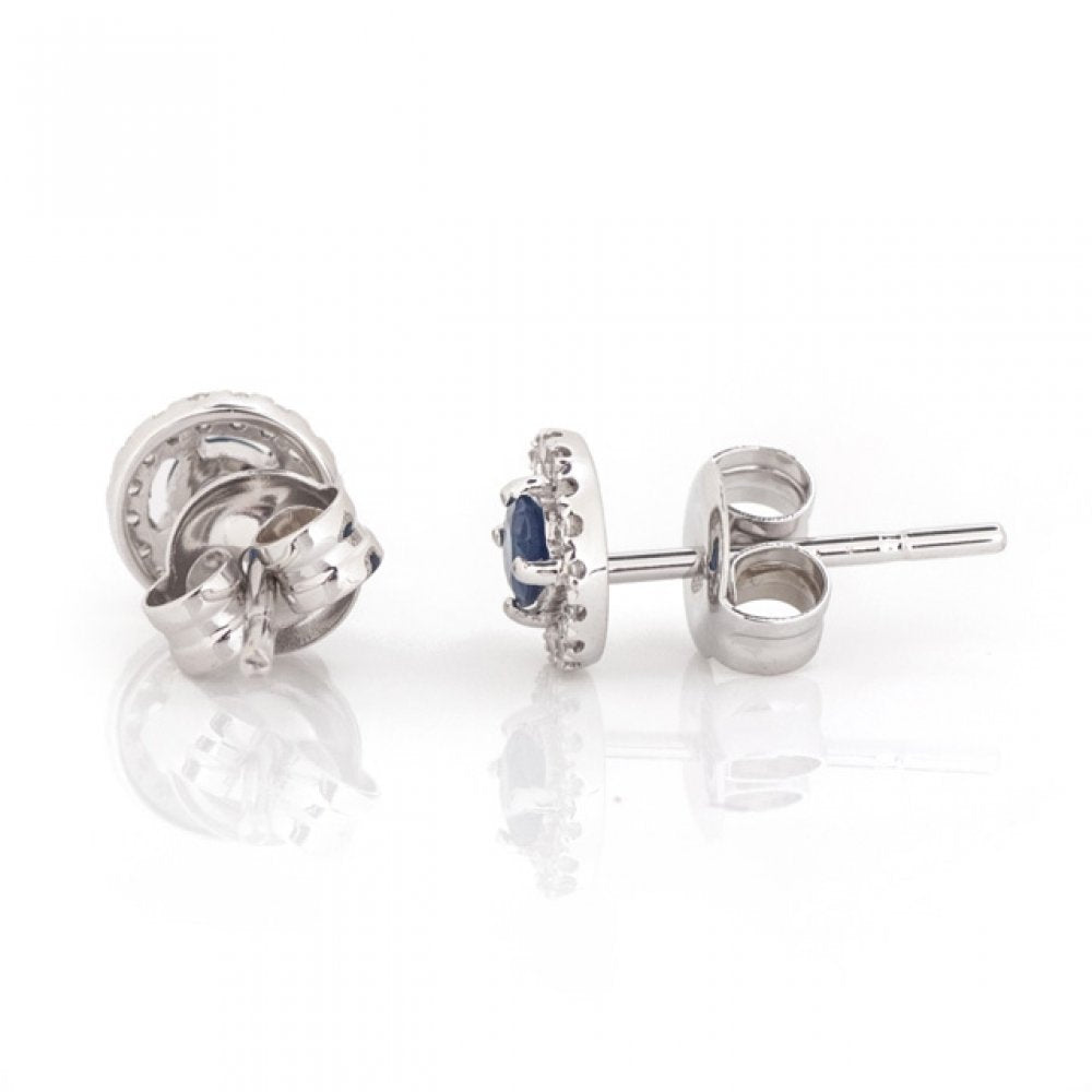 September Birthstone Sapphire and Diamond Studs