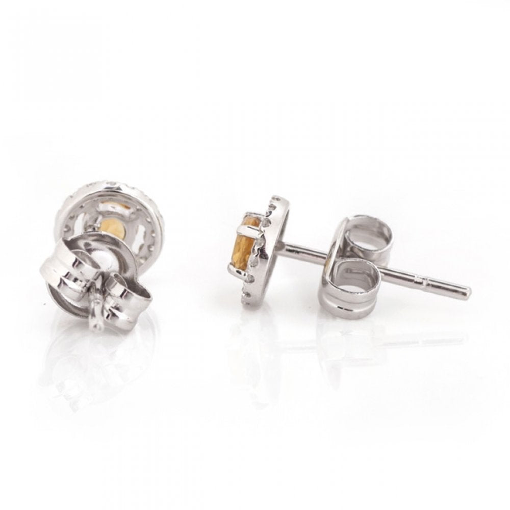 November Birthstone Citrine and Diamond Earrings
