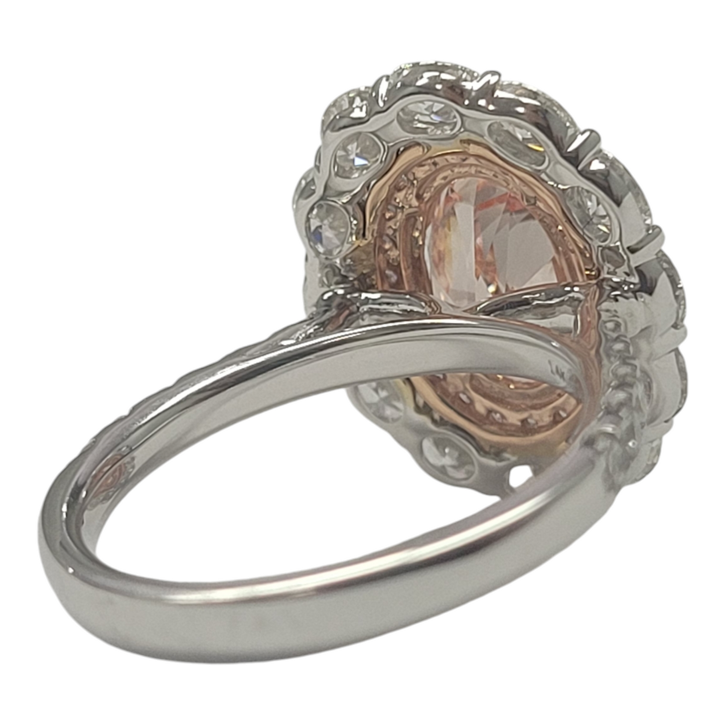 Two Tone Pink Lab Diamond Double Halo Ring