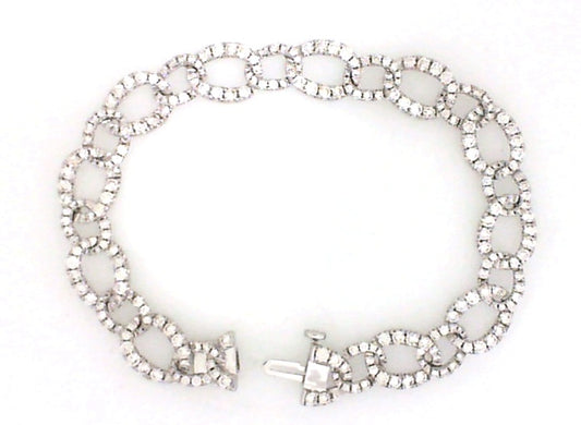 White Gold Pave Curb Diamond Bracelet