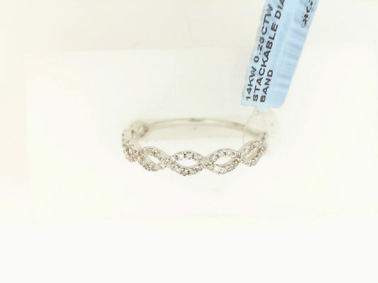 White Gold Stackable Diamond Twist Ring