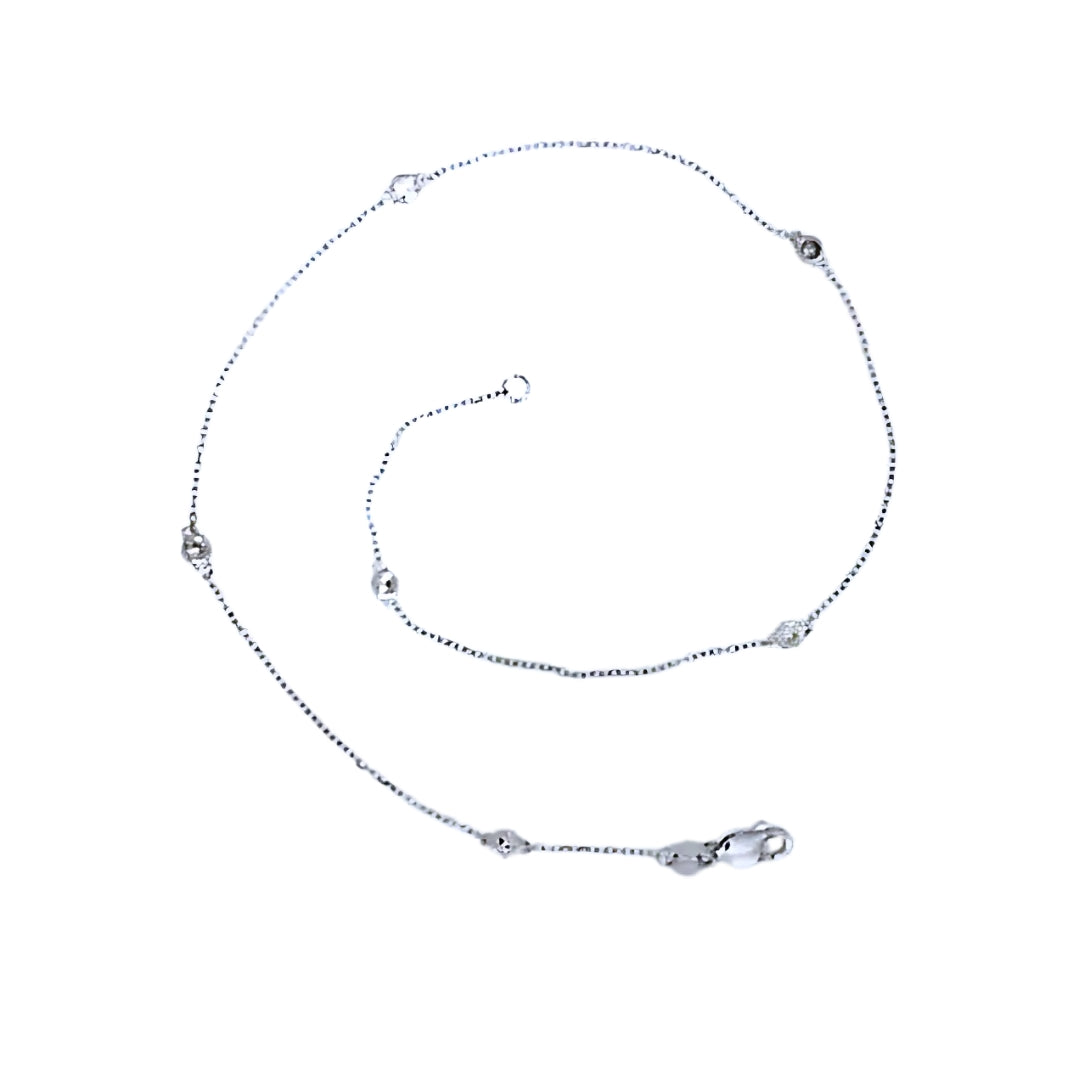 White Gold Diamond Station Anklet