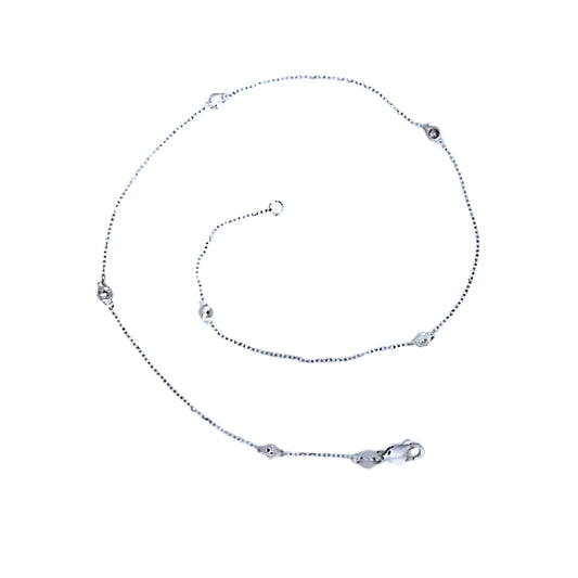 White Gold Diamond Station Anklet