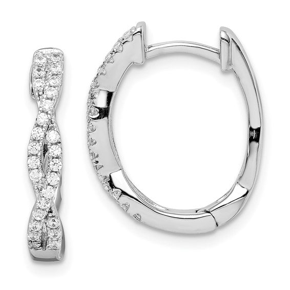 White Sterling SIlver Twisted Huggie Earrings