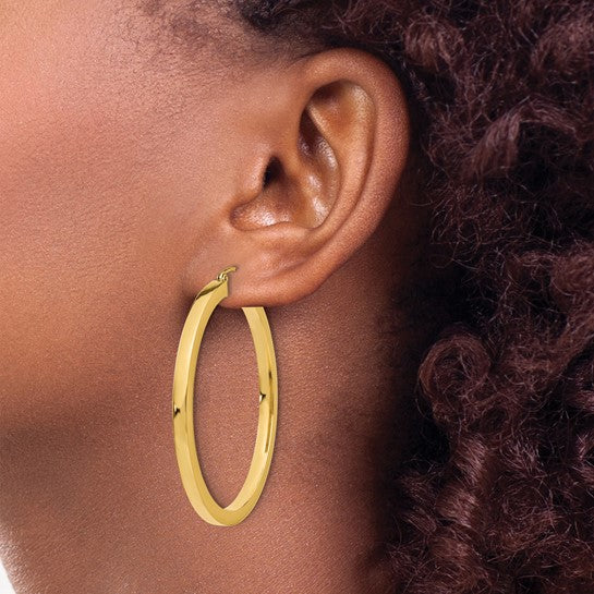 Yellow Gold Square Hoop Earrings