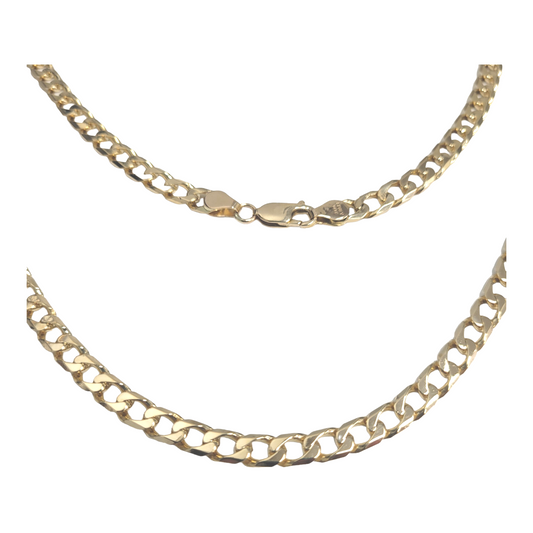 Vintage Yellow Gold Flat Beveled Curb Necklace