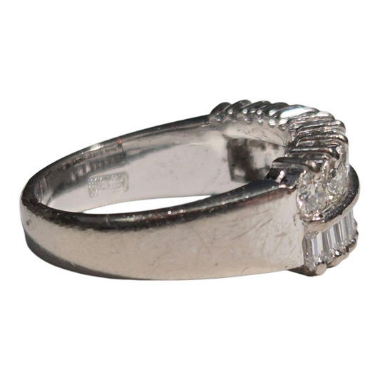 White Gold Baguette and Round Diamond Band
