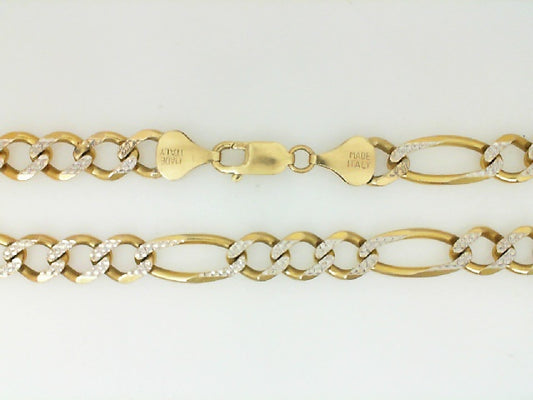 Vintage Two Tone Diamond Cut Figaro Necklace