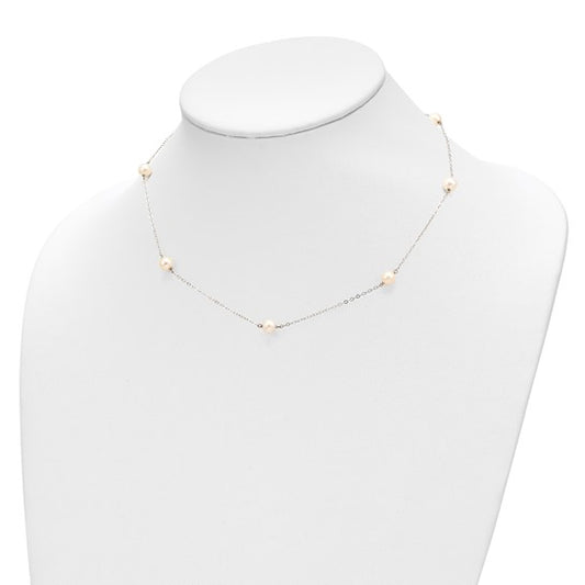 16In White Gold Pearl Tin Cup Necklace