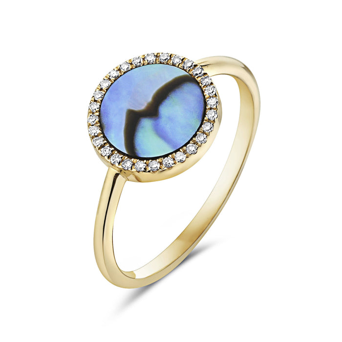 Yellow Gold Abalone Shell Inlay Ring