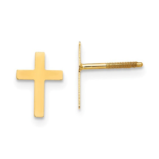 Yellow Gold Cross Earrings