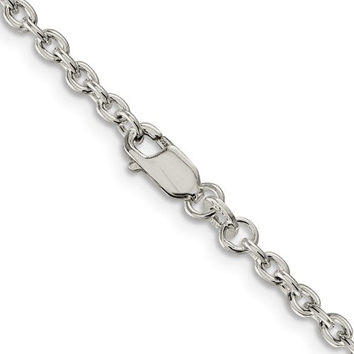 28 Inch White Sterling Silver Cable Necklace