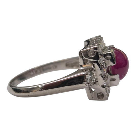 Platinum Star Ruby and Diamond Cocktail Ring