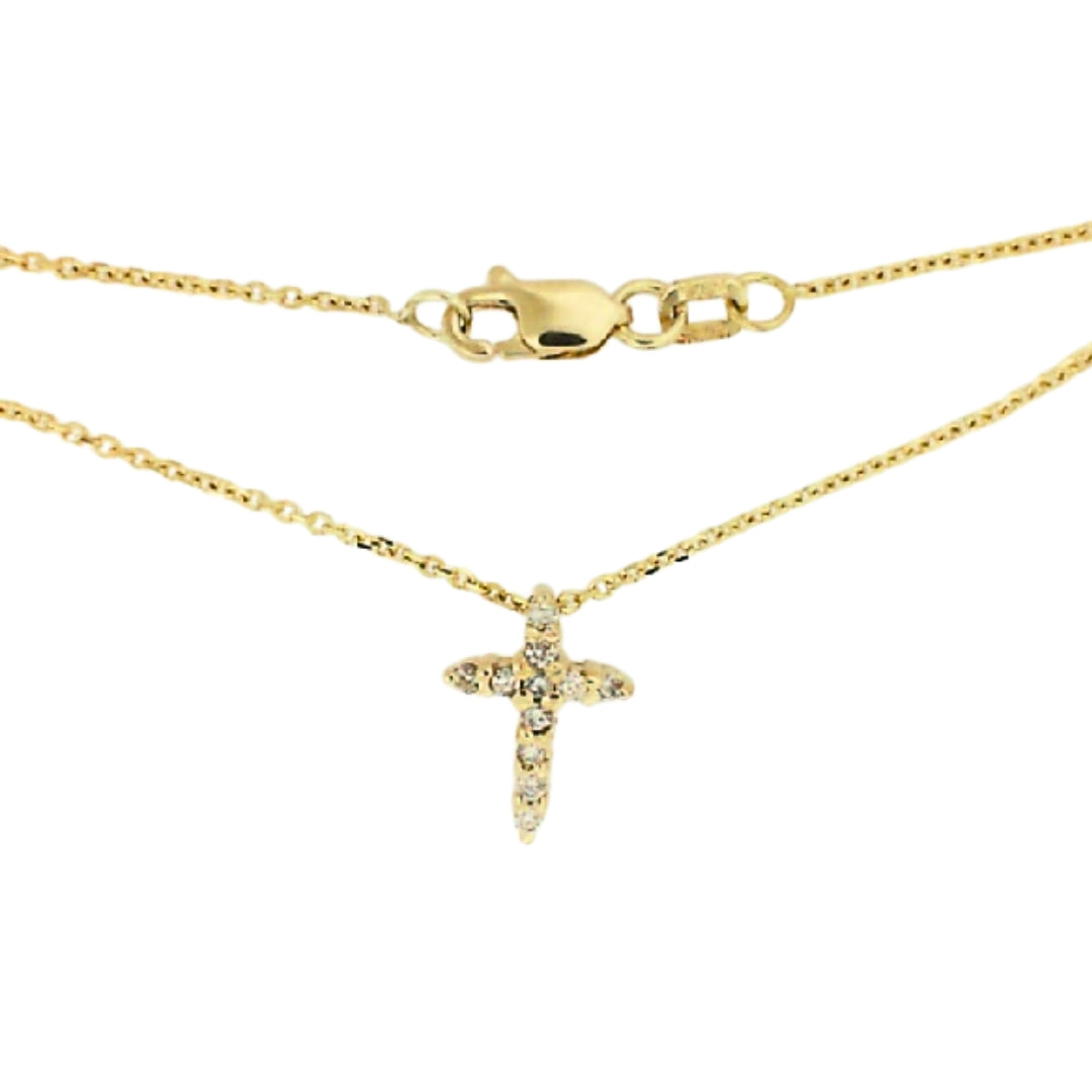 Yellow Gold Cross Pendant with Cognac Diamonds