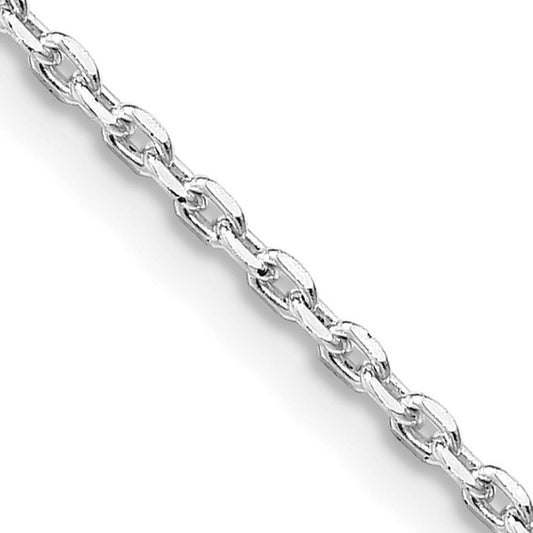 White Sterling Silver Beveled Oval Cable Necklace