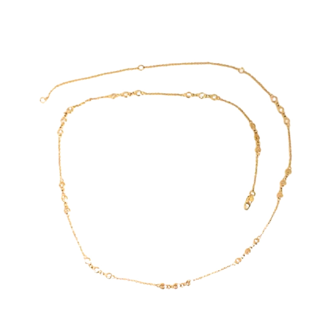 Yellow Gold Round Diamond Station Necklace