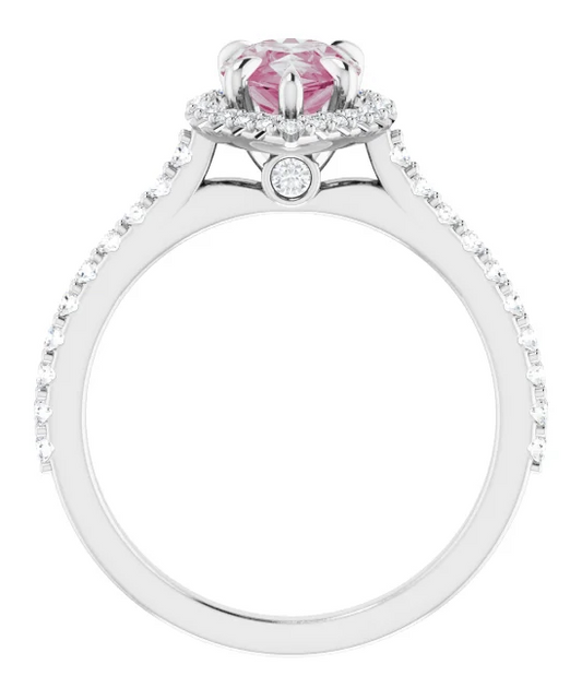 White Gold Pear Morganite Halo Ring