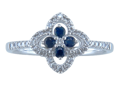 White Gold Sapphire Floral Ring