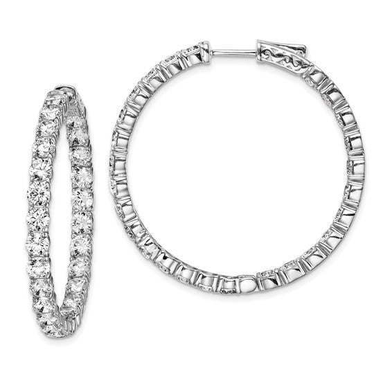 White Sterling Silver Inside Out Cz Hoop Earrings