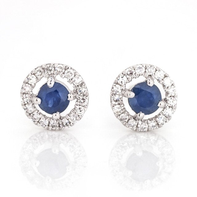 September Birthstone Sapphire and Diamond Studs