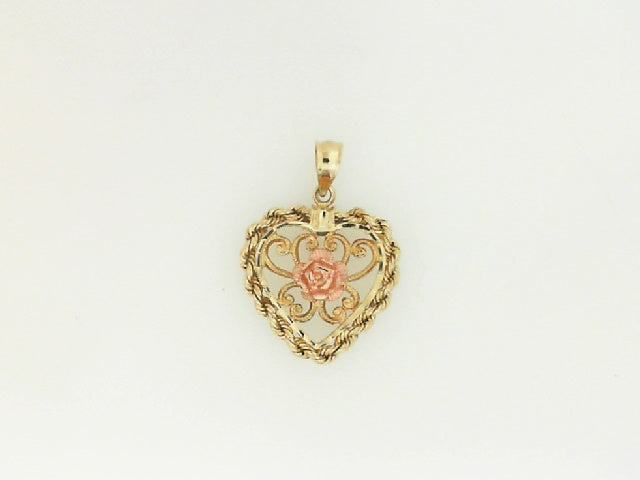 Vintage Two Tone Gold Heart Pendant