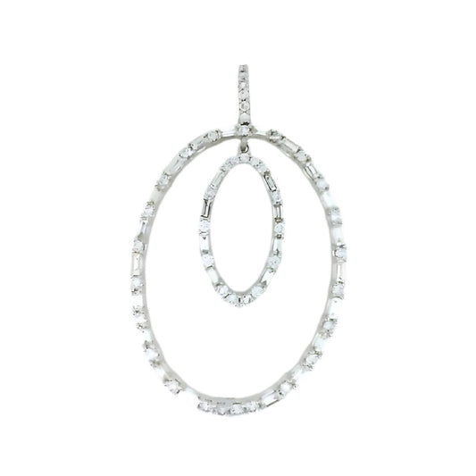 White Gold Triple Oval Diamond Pendant