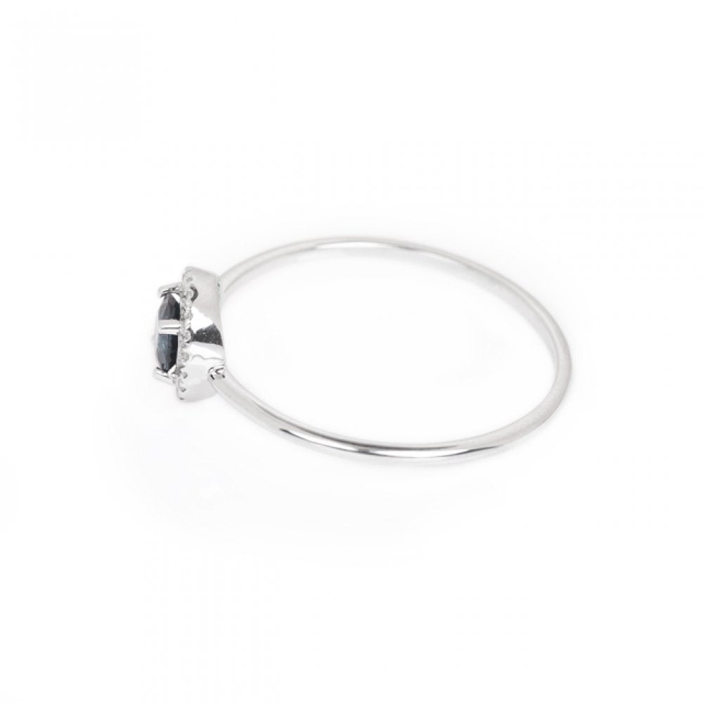 White Gold Sapphire and Diamond Birthstone Halo Ring