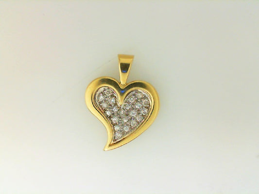 Vintage Yellow Gold Brilliant Cut Diamond Heart Pendant