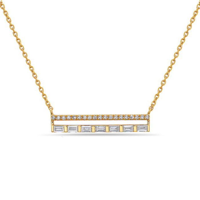 Yellow Gold Diamond Double Bar Necklace