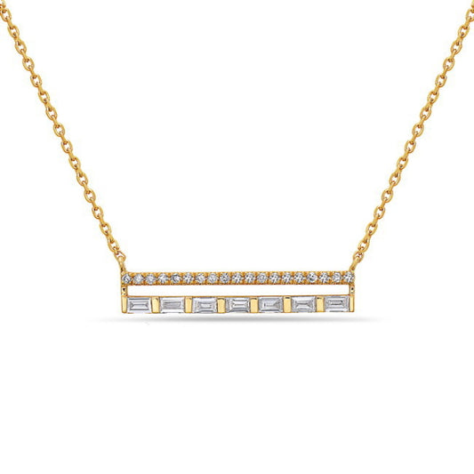 Yellow Gold Diamond Double Bar Necklace