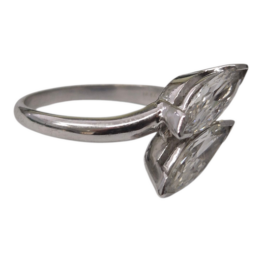 Platinum Toi et Moi Marquise Diamond Ring