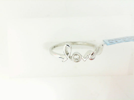 White Gold Round Diamond Love Ring