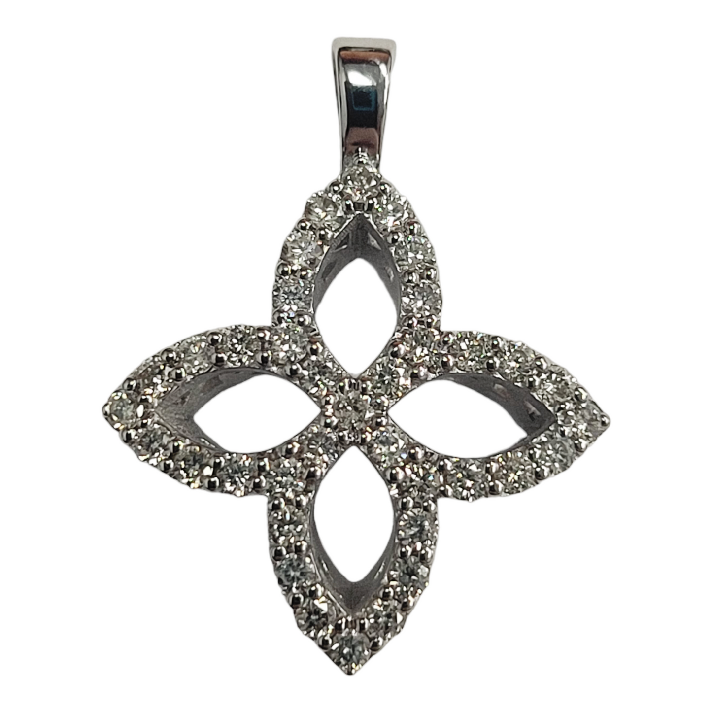 White Gold Round Diamond Geometric Pendant