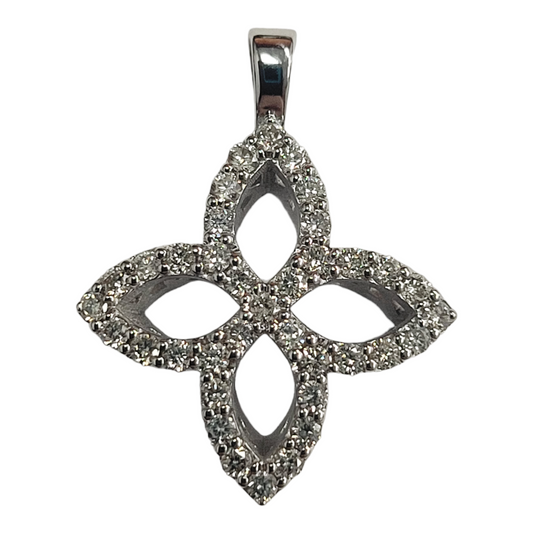 White Gold Round Diamond Geometric Pendant