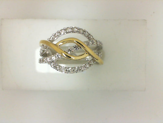 Two Tone Round Diamond Contemporary Ring