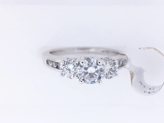 Vintage White Gold Diamond Past, Present, Future Ring