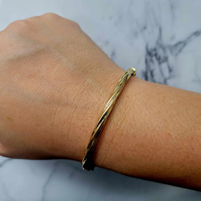 Yellow Gold Twisted Rope Bangle Bracelet