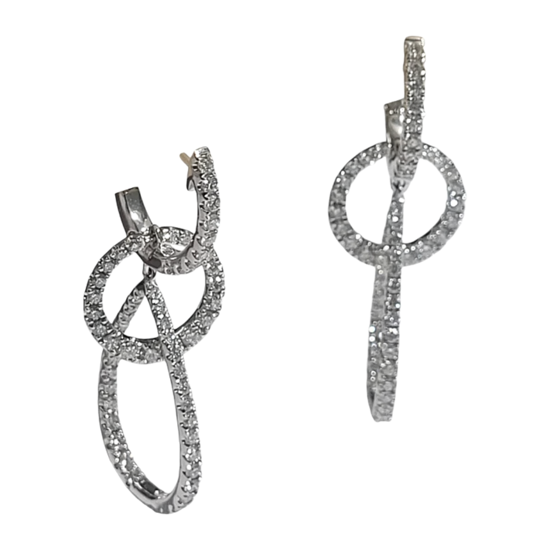 White Gold Diamond Teardrop Drop Earrings