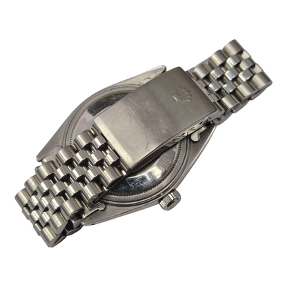 White Stainless Steel Rolex Datejust with Black Dial and Jubilee Bracelet