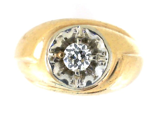 Vintage Yellow Gold Illusion Solitaire Diamond Ring