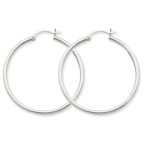 White Gold Large Hoop Earrings