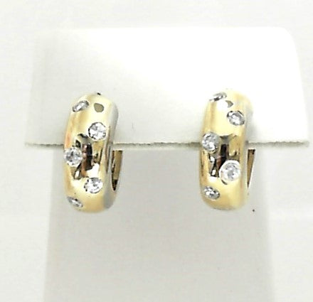 Vintage Cz Flush Set Huggy Earrings