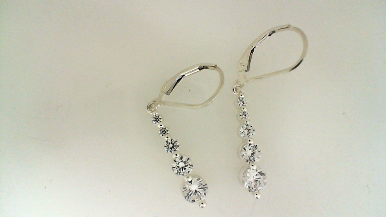 Sterling Silver Cz Journey Dangle Earrings