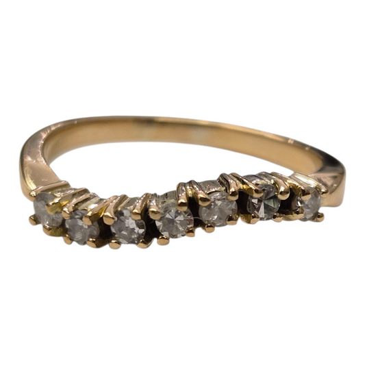 Yellow Gold Round Diamond Curved Band