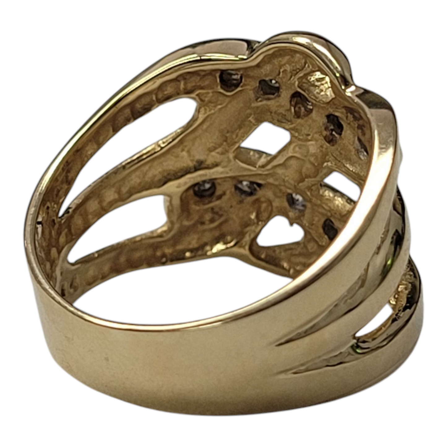 Yellow Gold Round Diamond Weave Ring