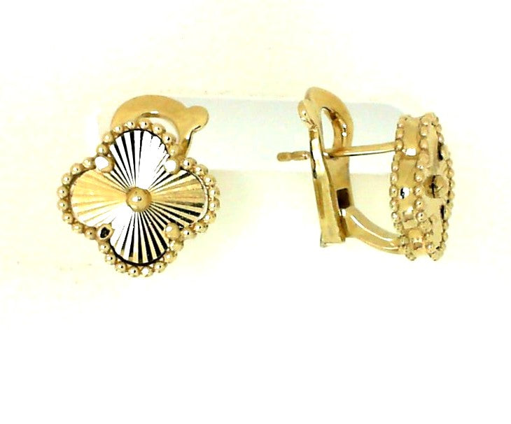 Yellow Gold Fluted Clover Earrings