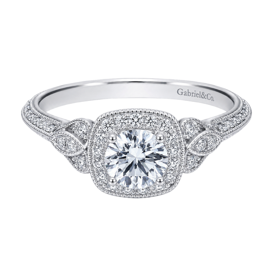 White Gold Victorian Halo G/H Diamond Engagement RIng