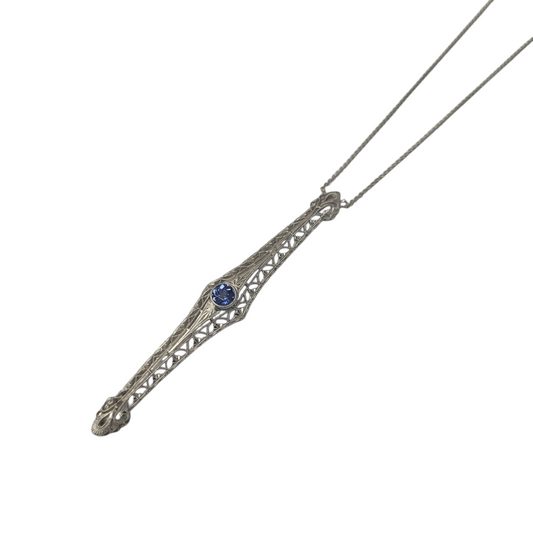 Two Tone Round Sapphire Pendant
