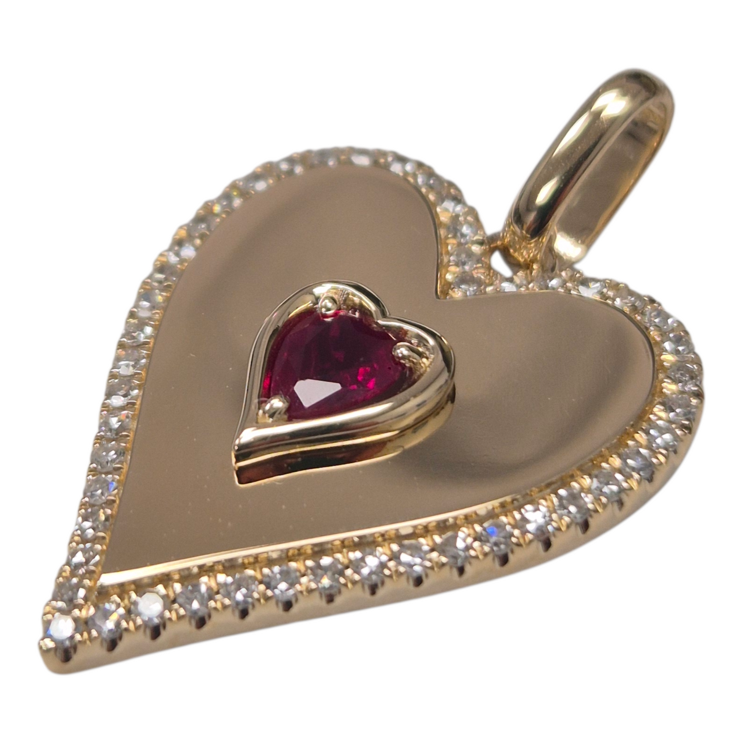 Yellow Gold Heart Ruby Pendant