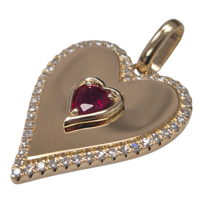 Yellow Gold Heart Ruby Pendant